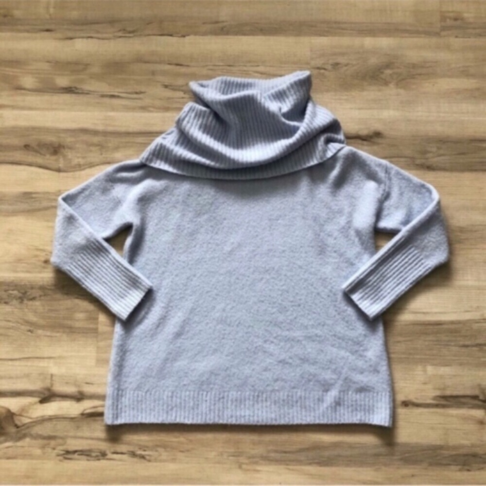 French Connection Soft Blue Cowl Neck Wool Blend Sweater